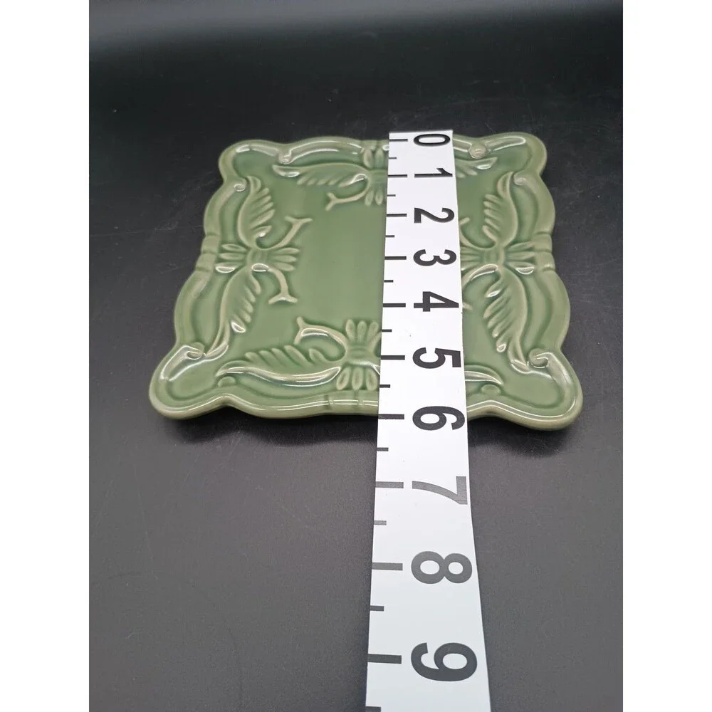 California Pantry Classic Ceramic Square Plate Green Trivet 6 inch trinket dish